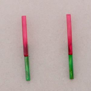 Fuscia & Green Bright Matchstick Drop Earrings