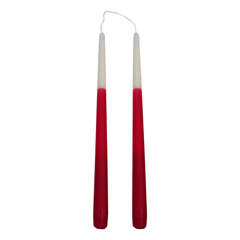 Pair of Red Ombre Taper Candles
