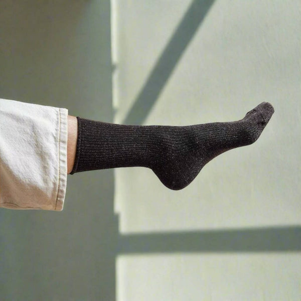 Chocolate Dark Brown Glitter Lyocell Lurex Socks