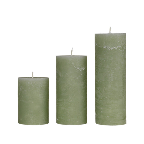 Forest Green 7x10 cm Rustic Pillar Candle