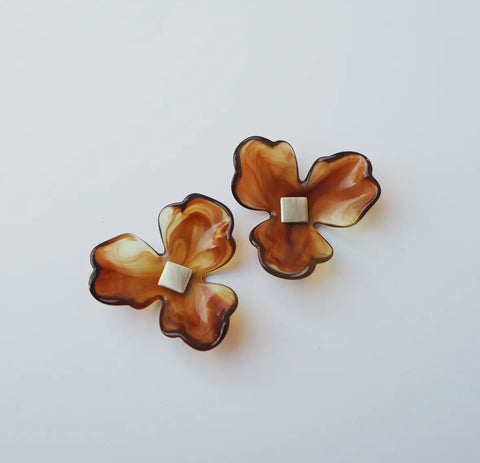 Ochre Maxi Bloom Floral Earrings