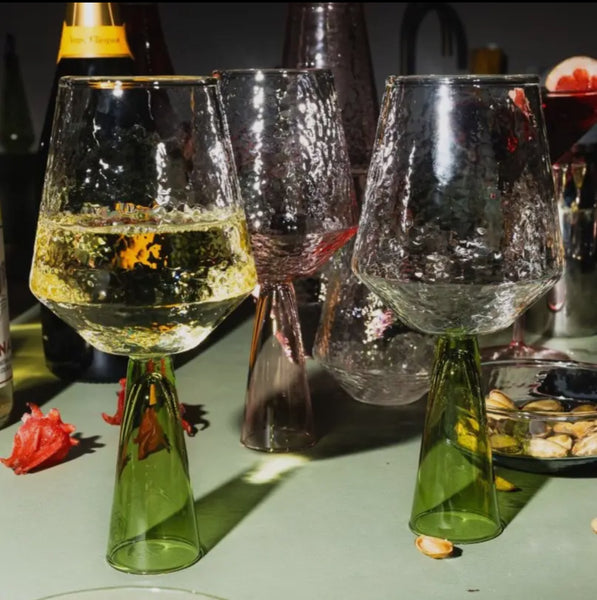 S/2 Wine Glasses Green Base