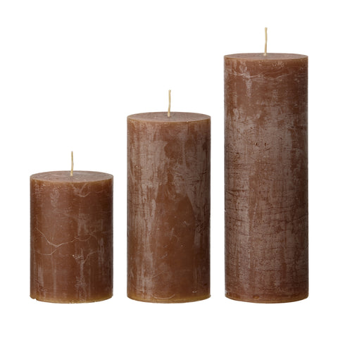 Caramel 7x10 cm Rustic Pillar Candle