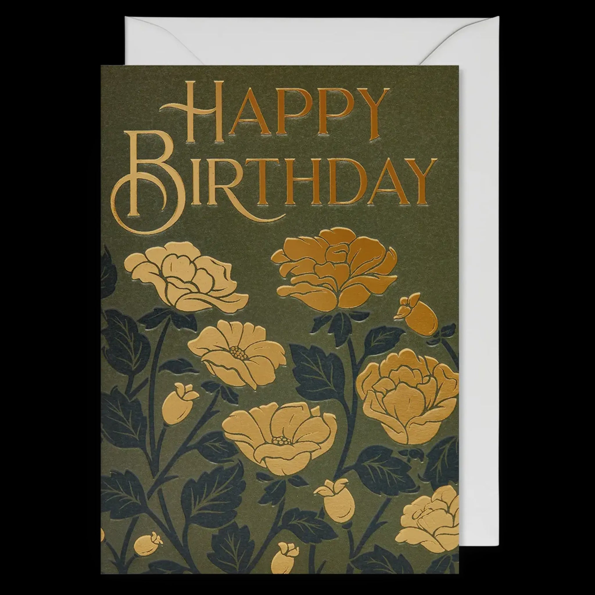 Happy Bithday Green Floral Card