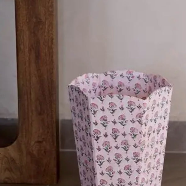 Ditsy Floral Hand Block Printed Paper Bin