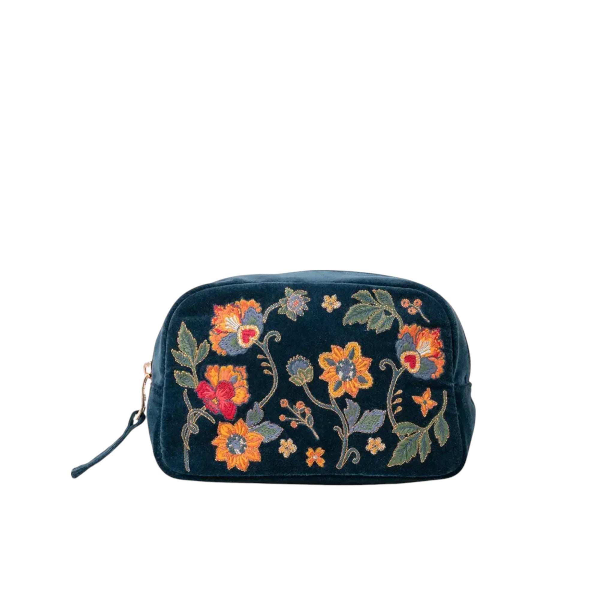 Teal Botanical Garden Make Up Bag