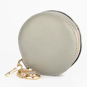 Light Grey Round Leather Coin Purse