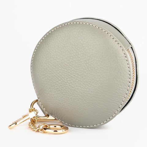 Light Grey Round Leather Coin Purse