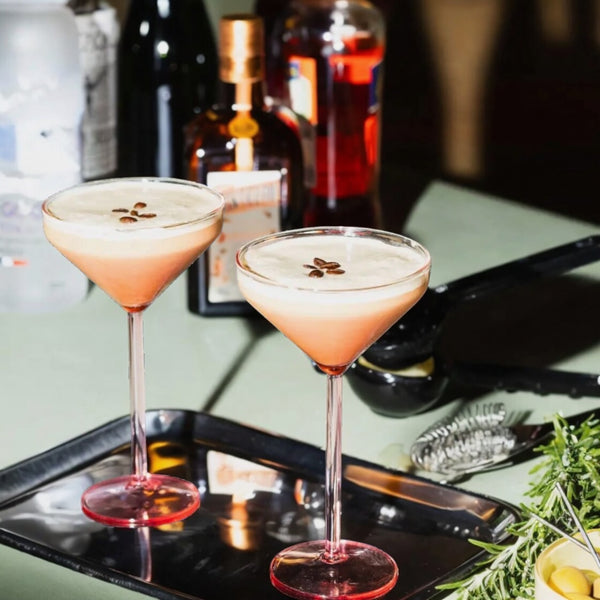 S/2 Pink Martini Cocktail Glasses