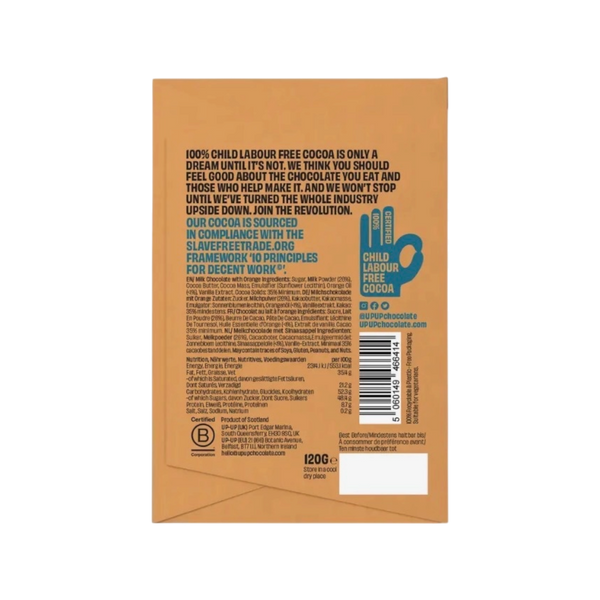 Sweet Orange Up Up Milk Chocolate Bar 120G