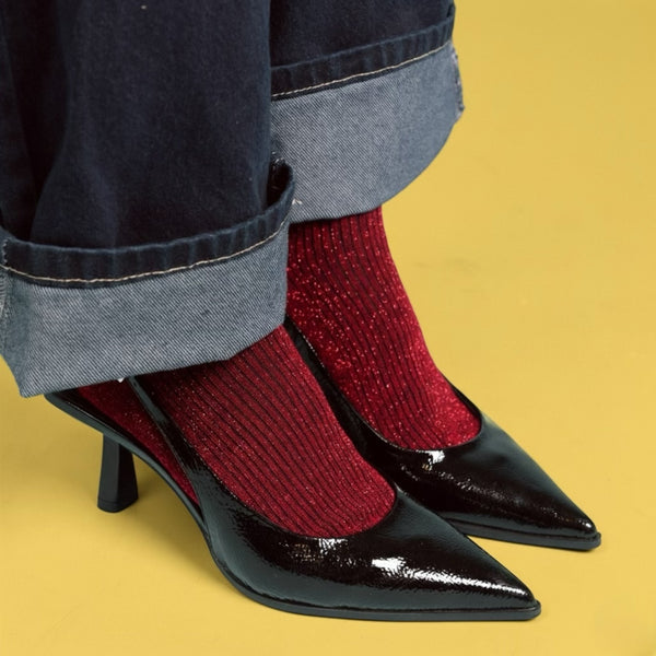 Cherry Glitter Lyocell Lurex Socks