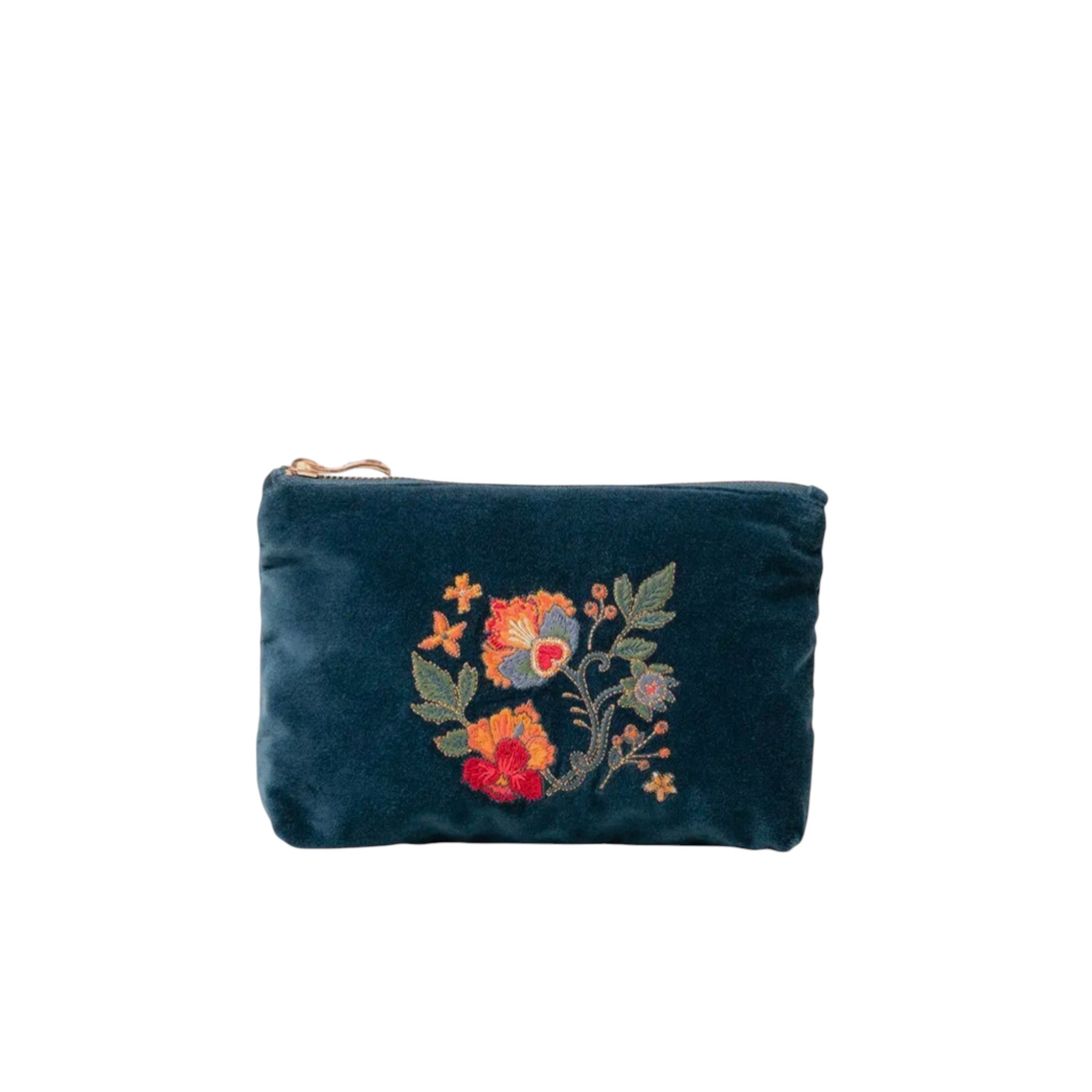 Teal Botanical Garden Mini Pouch