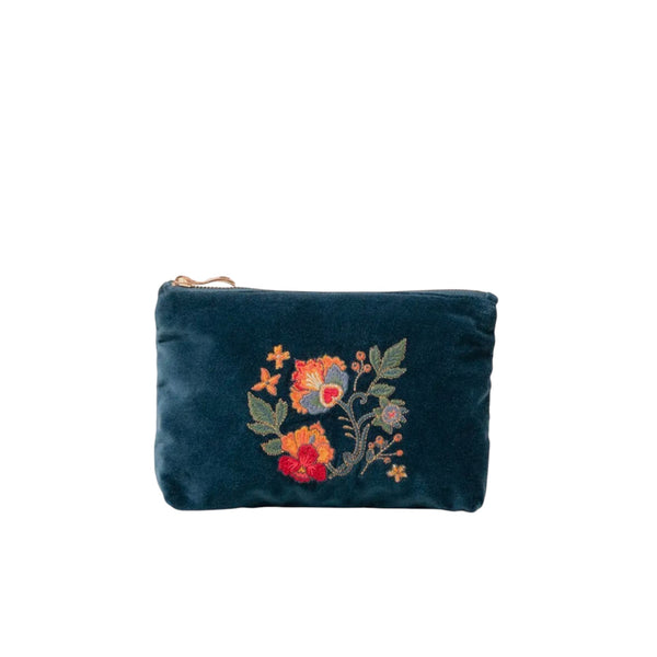 Teal Botanical Garden Mini Pouch