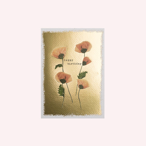 Gold Birthday Poppies Card