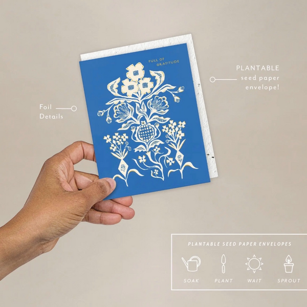 Blue Flower Bouquet Thank You Card