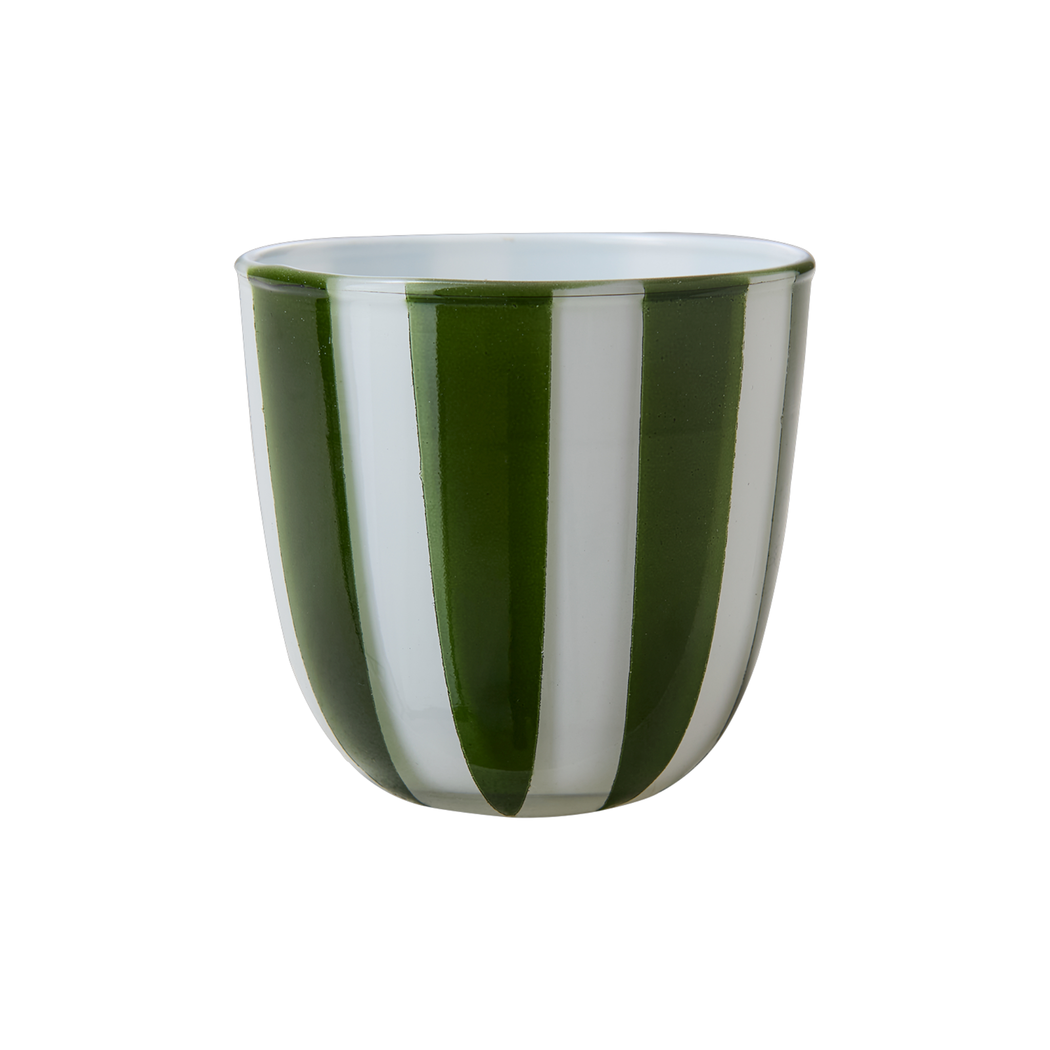 Green & White Stripe Tealight Holder