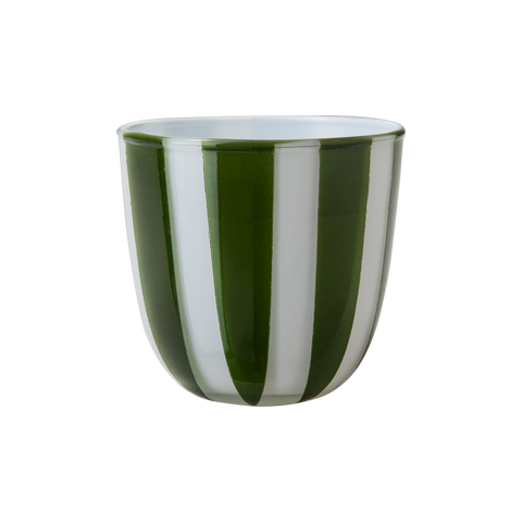 Green & White Stripe Tealight Holder