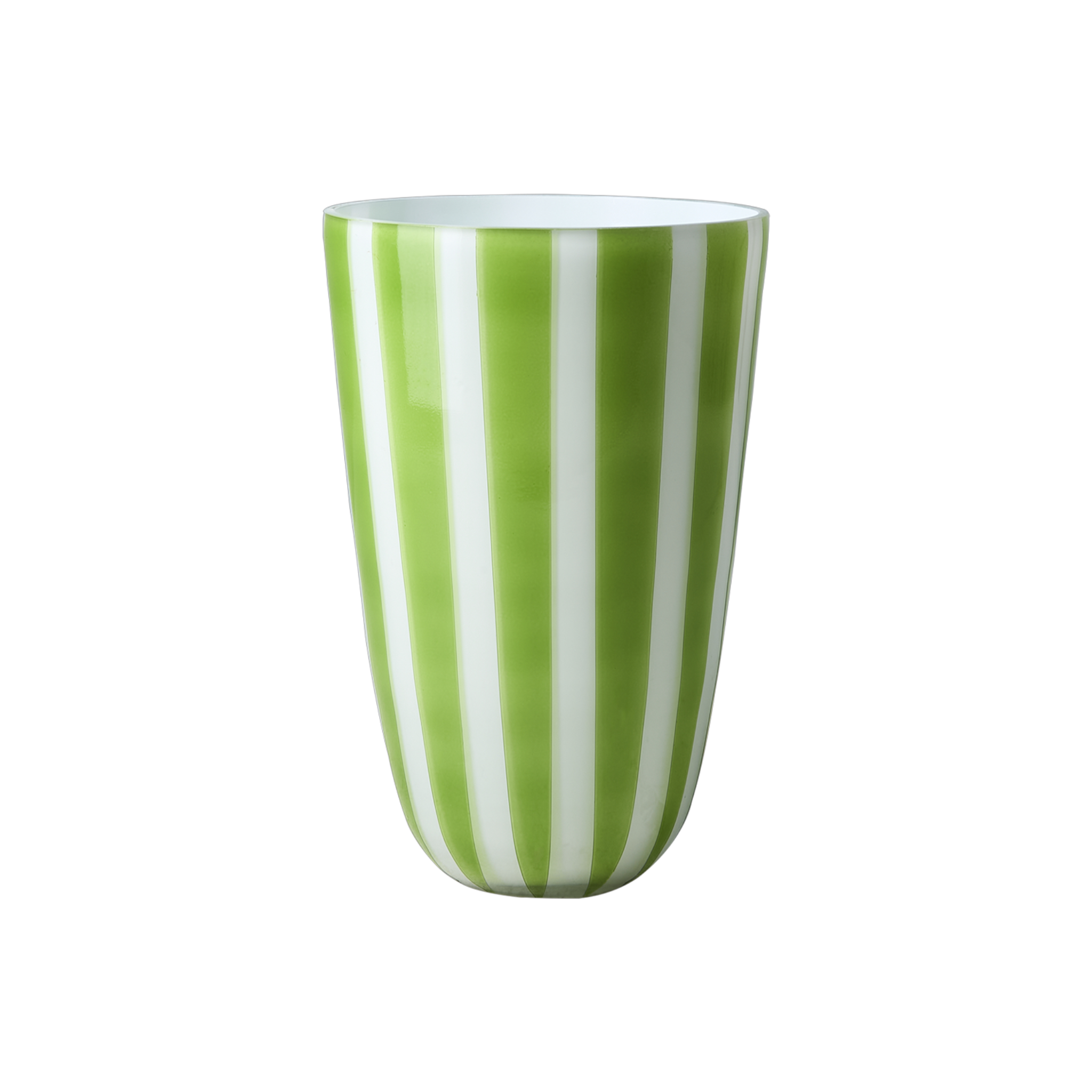 Green & White Stripe Vase