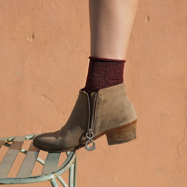 Red Glitter Lyocell Lurex Socks