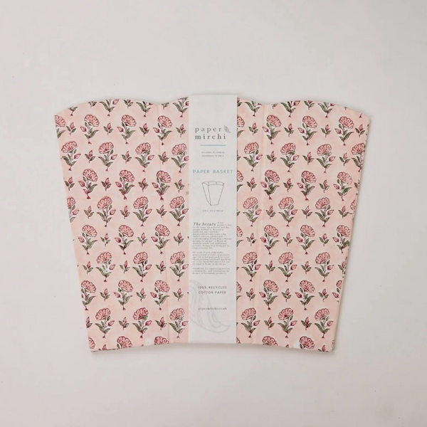 Ditsy Floral Hand Block Printed Paper Bin