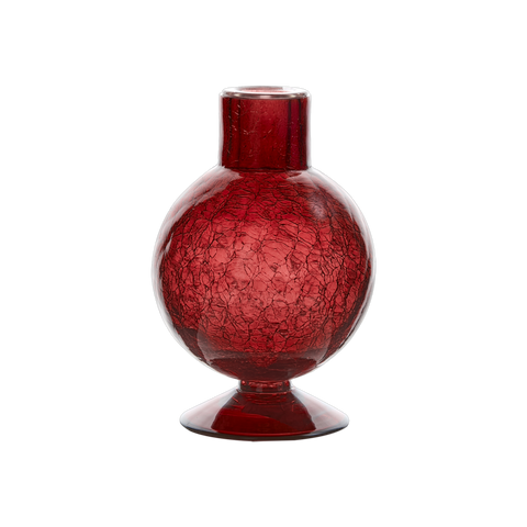 Burgundy Crackle Ball Candle Holder