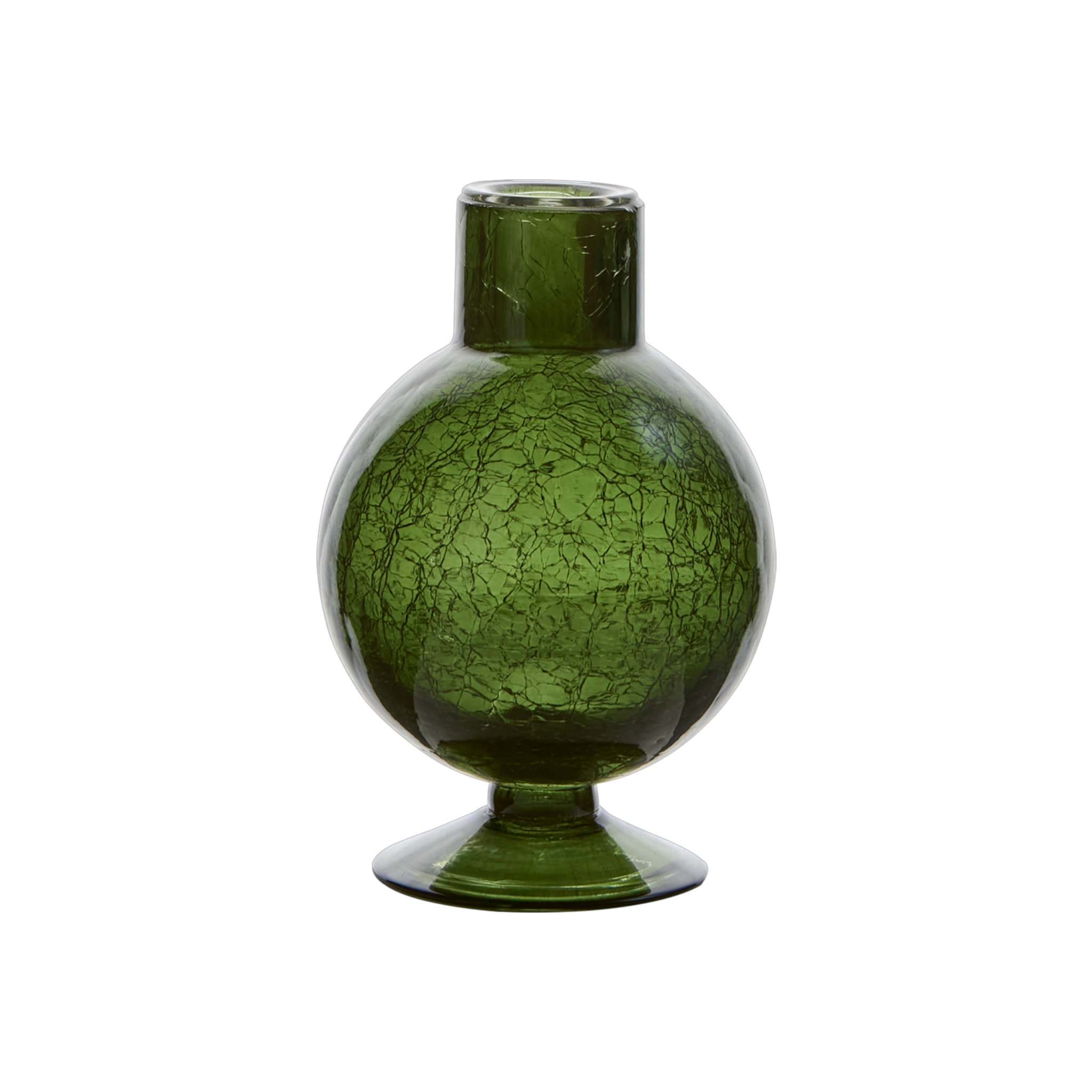 Dark Green Crackle Ball Candle Holder