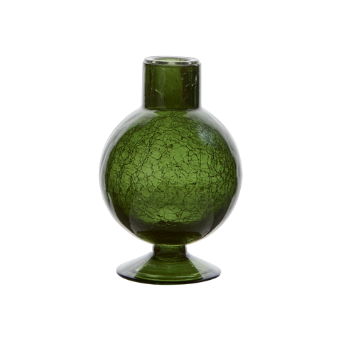 Dark Green Crackle Ball Candle Holder
