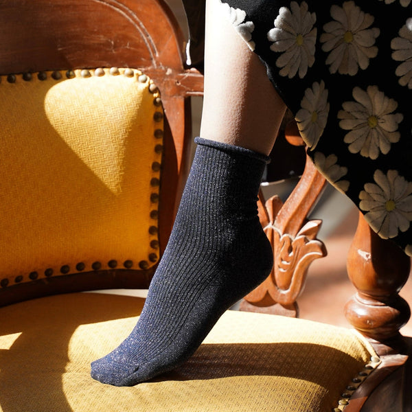 Blue Glitter Lyocell Lurex Socks