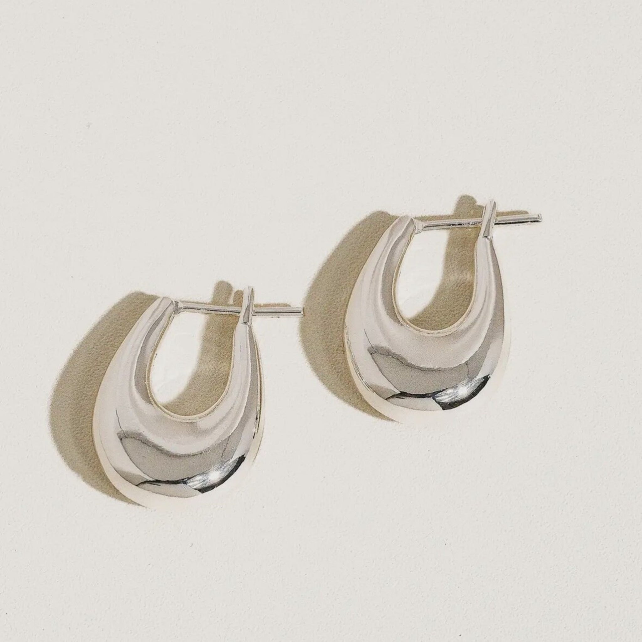 Silver Plated Droplet Hoop Earrings
