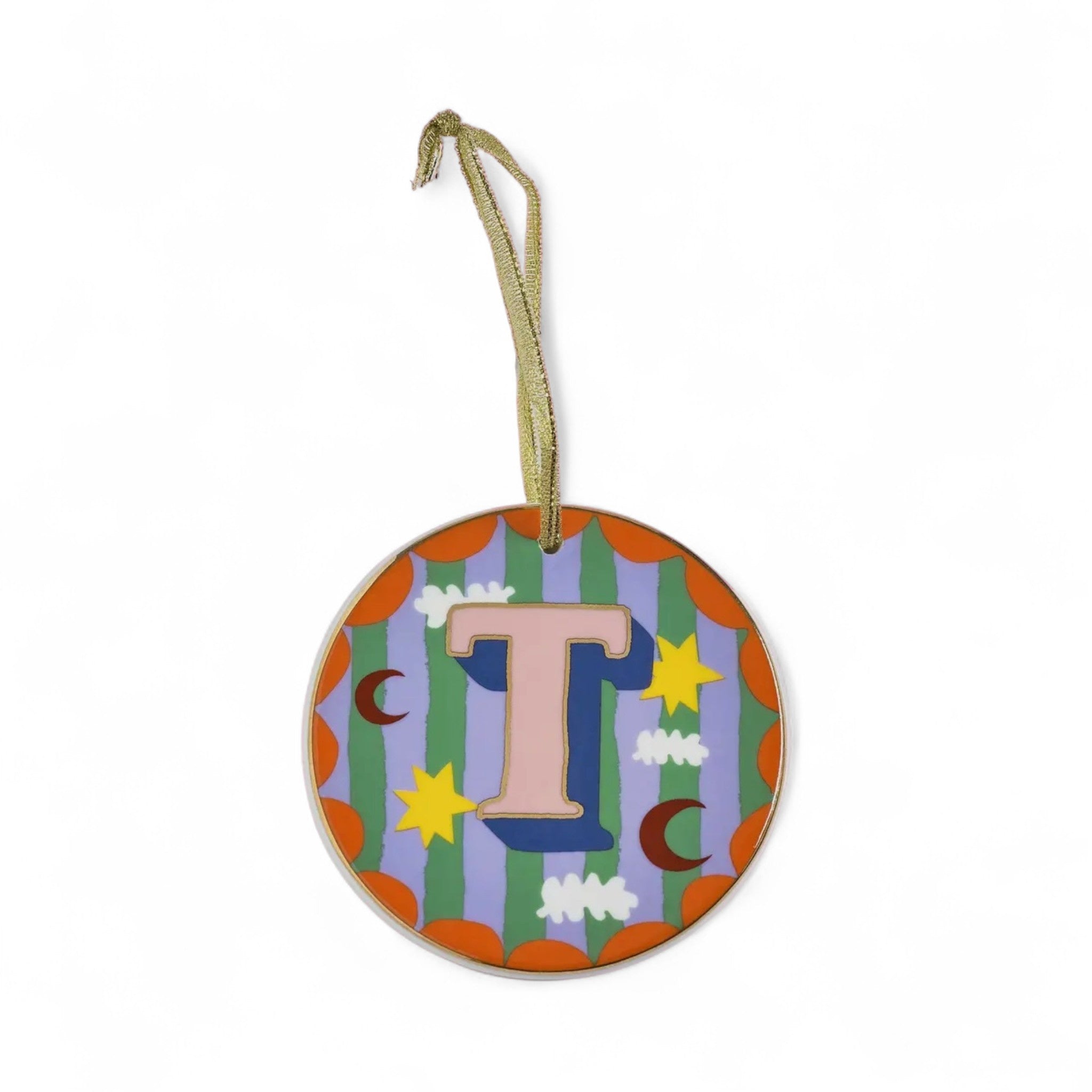 T - Ceramic Alphabet Bauble