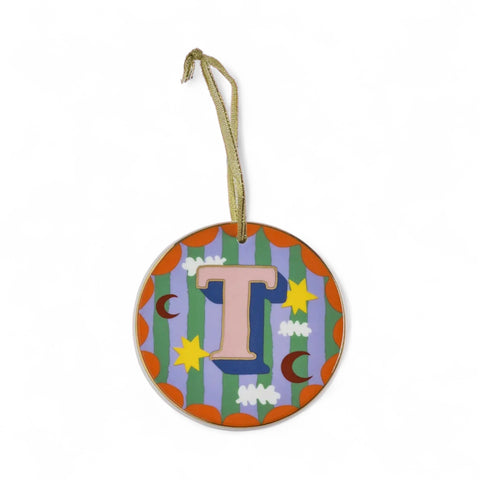 T - Ceramic Alphabet Bauble
