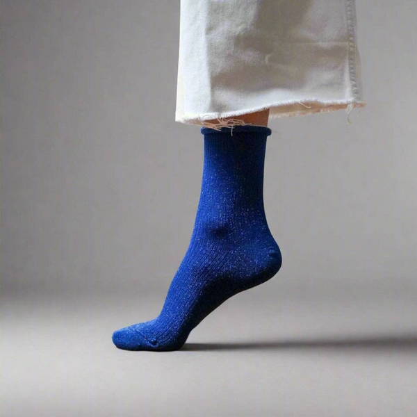 Electric Blue Glitter Lyocell Lurex Socks