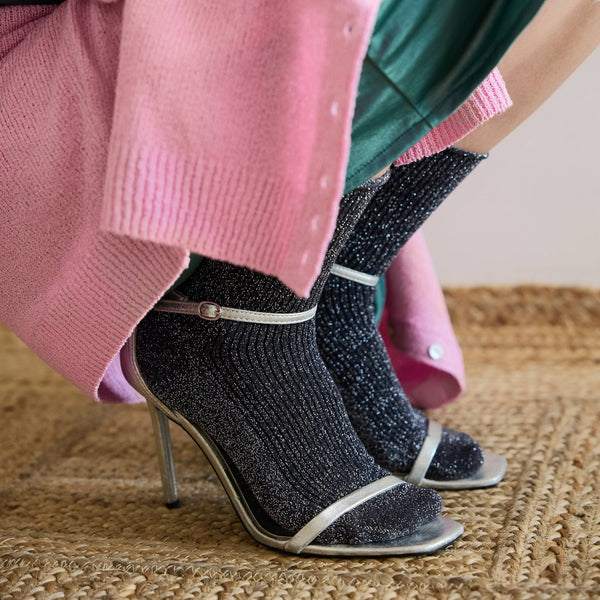 Grey Glitter Lyocell Lurex Socks