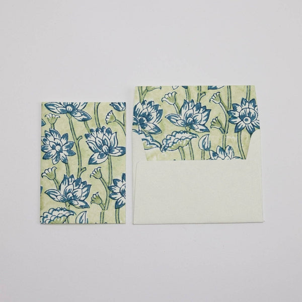 Lotus Indigo Block Printed Greeting Card