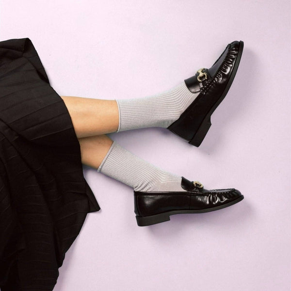Light Grey Glitter Lyocell Lurex Socks