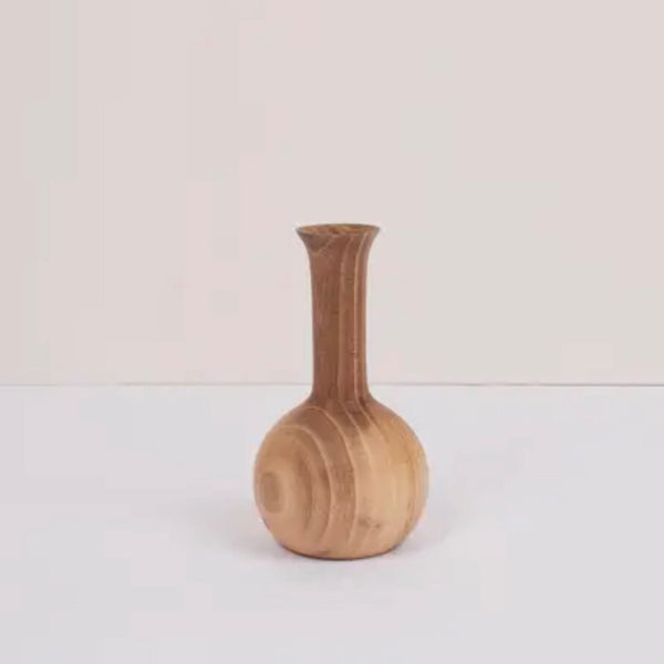 Small Walnut Wood Tube Vase