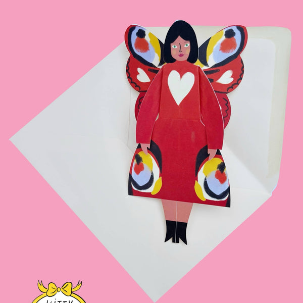 Peacock Butterfly Woman Sitting Greeting Card