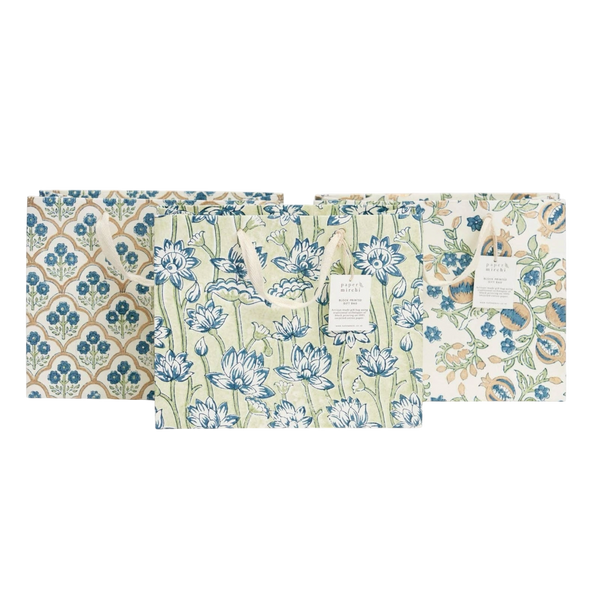 Small Indigo Block Hand Printed Bag