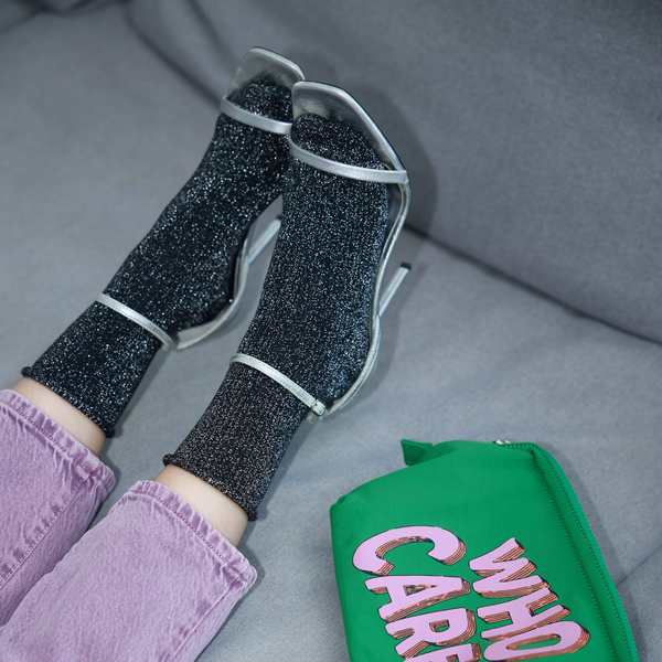 Black Glitter Lyocell Lurex Socks
