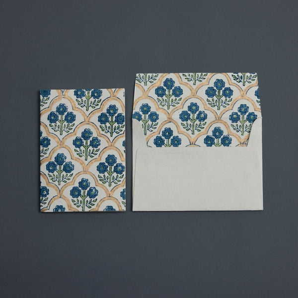 Trellis Indigo Block Printed Greeting Card