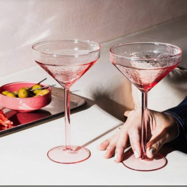 S/2 Pink Martini Cocktail Glasses