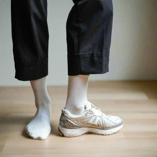 White Glitter Lyocell Lurex Socks