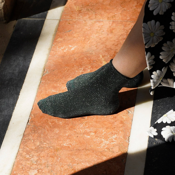 Green Glitter Lyocell Lurex Socks