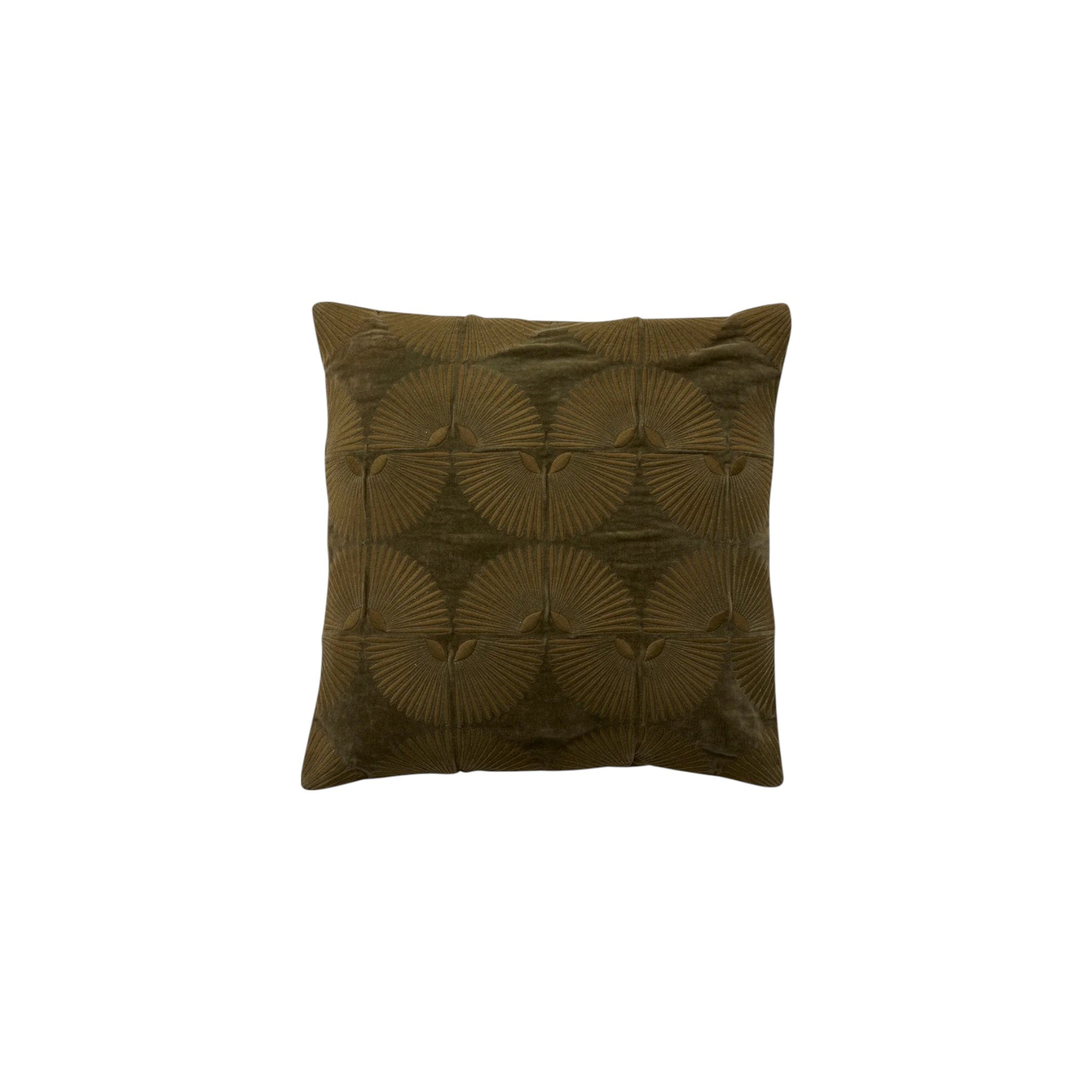 Khaki Velvet Fan Cushion