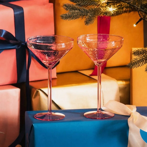 S/2 Pink Martini Cocktail Glasses