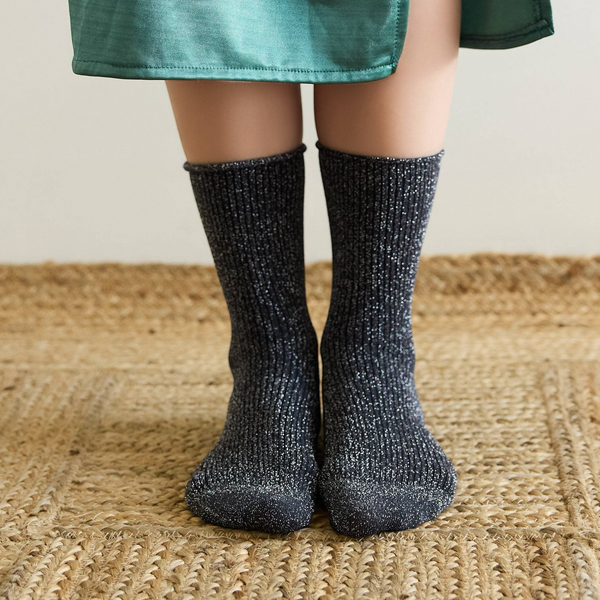 Grey Glitter Lyocell Lurex Socks