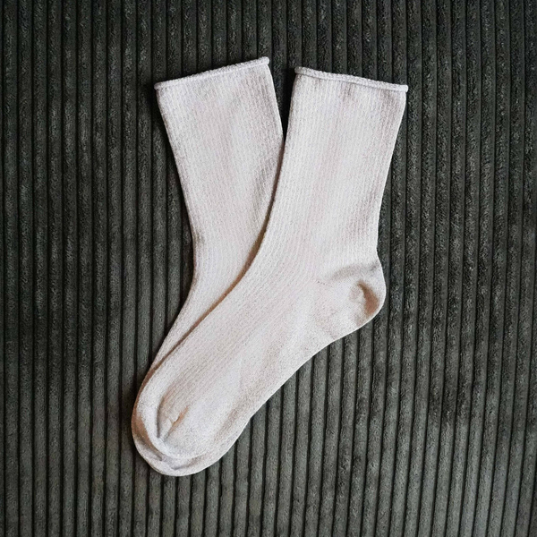 Beige Glitter Lyocell Lurex Socks