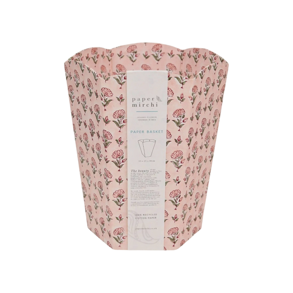 Ditsy Floral Hand Block Printed Paper Bin
