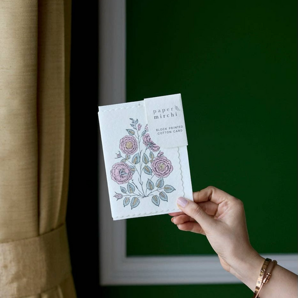 Genda Lilac Block Printed Greeting Card