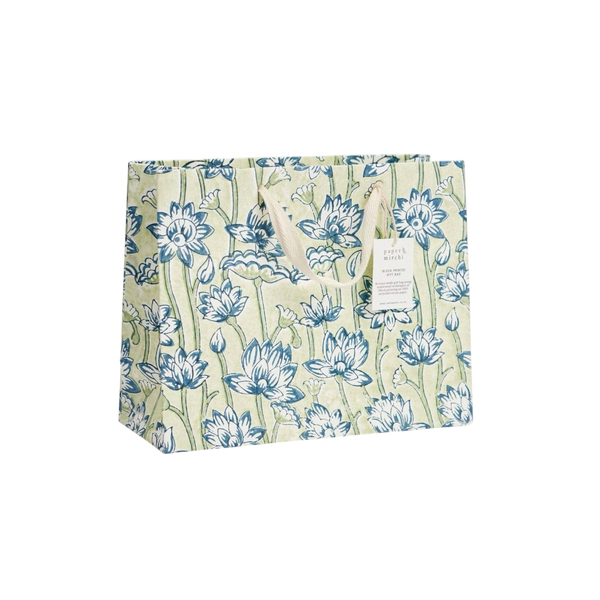 Small Indigo Block Hand Printed Bag